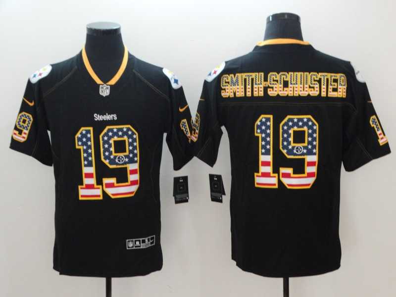 Nike Steelers 19 JuJu Smith Schuster Black USA Flag Color Rush Limited Jersey,We sell and wholesale Nike Steelers 19 JuJu Smith Schuster Black USA Flag Color Rush Limited Jersey on line form chian!